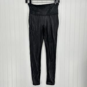 Spanx Leggings Womens Medium Faux Leather Black Pull On Shape Pants Slimming EUC